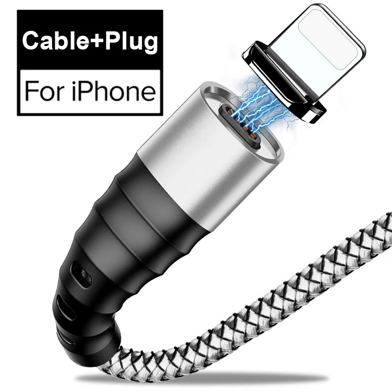 Магнитный зарядный кабель для iPhone XS X Тип C Быстрый зарядный кабель для передачи данных для huawei samsung Магнит Micro USB Зарядное устройство адаптер для Xiaomi - Цвет: Silver For iPhone