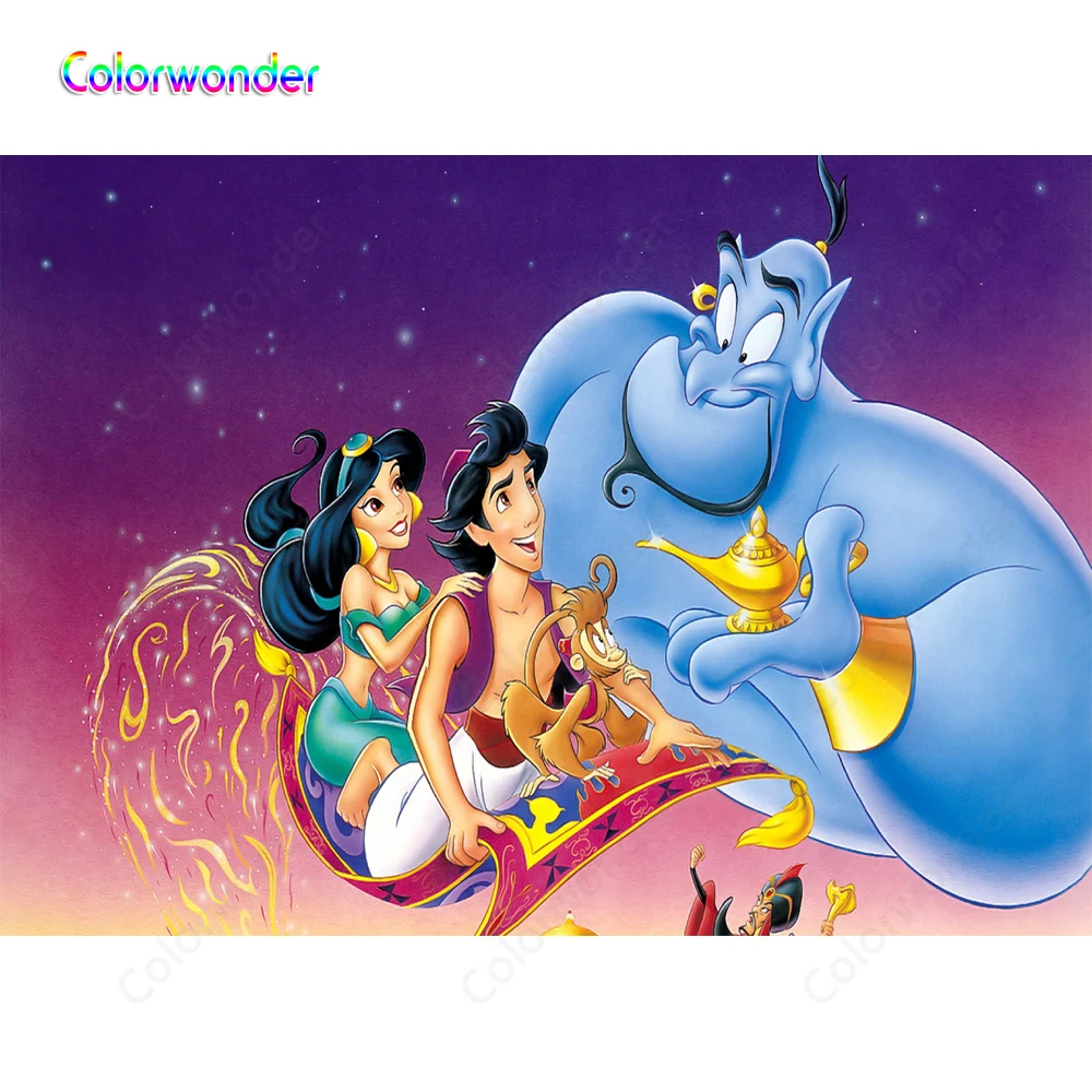 Фоны для фотосъемки Aladdin с принцессой Жасмин сидящей на волшебном одеяле