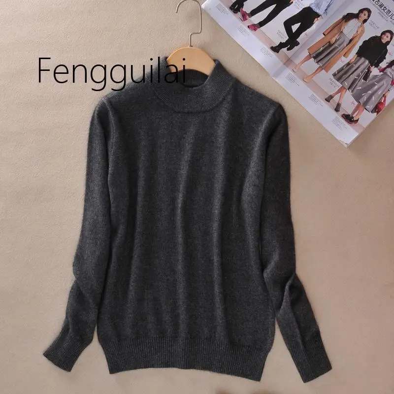 Womens Cashmere Elastic Autumn Winter Half Turtleneck Sweaters and Pullovers Wool Sweater Slim Tight Bottoming Knitted Pullover Womens Cashmere Elastic Autumn Winter Half Turtleneck Sweaters and Pullovers Wool Sweater Slim Tight Bottoming Knitted Pullover