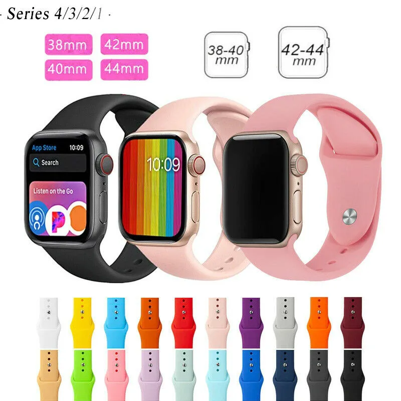 Ремешок силиконовый для Apple Watch Series 1 2 3 4 мягкий спортивный сменный резиновый