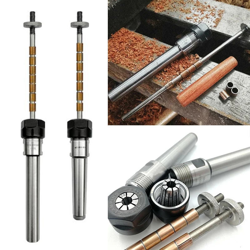 

1 set Pen Mandrel Collet Mandrel Set Penmaking Turning Lathe Woodworking DIY Straight Pattern/Mohs' No. 2 Taper Shank Optional