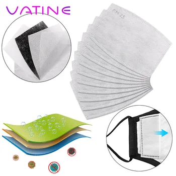 

VATINE 10/20/50Pcs 5 Layers PM2.5 Anti Haze Mouth Mask Activated Carbon Filter (4.7*3inch) Replaceable Filter-slice Non-woven