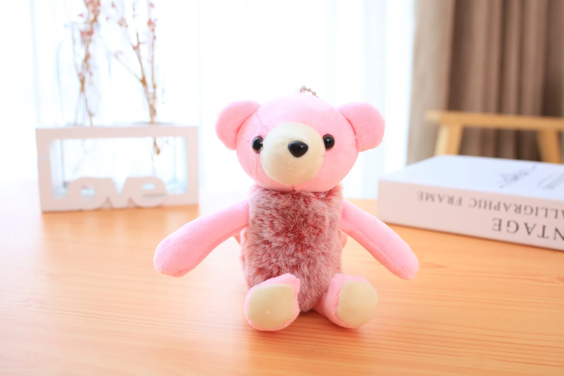1 шт. милая плюшевая игрушка кролик плюшевый брелок милая Набивная игрушка «Медведь» для малыша мини игрушка подарок брелок Детская кукольная цепочка Kawaii - Цвет: pink bear