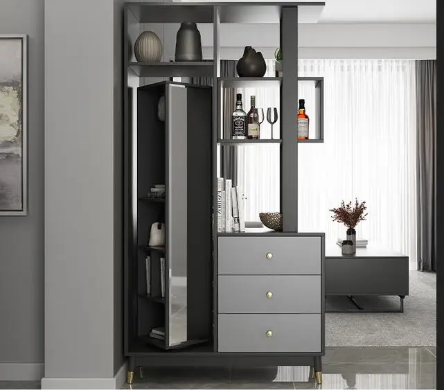 Door screen porch Nordic modern living room wine cabinet small family wall integrated shoe cabinet partition