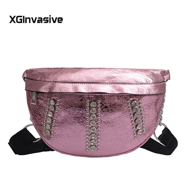 

2019 New Women Bag Small Cute Wallet Women Fashion Ladies Bright Diamonds Versatile Waist Bag Messenger Bag Shoulder Bag
