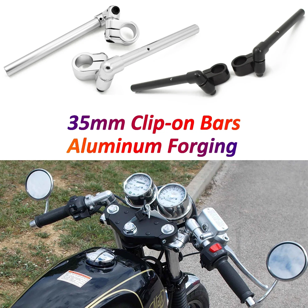 Rosvola Motorcycle Clip-on Handlebar 30mm Aluminum Universal Separation Handlebar Motorcycle Modification Accessory Black 