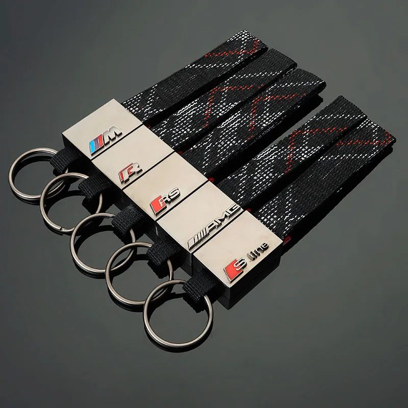 

Oxford cloth M tri-color sports standard Mercedes-Benz AMG Audi Sline Audi RS Volkswagen R car key ring pendant