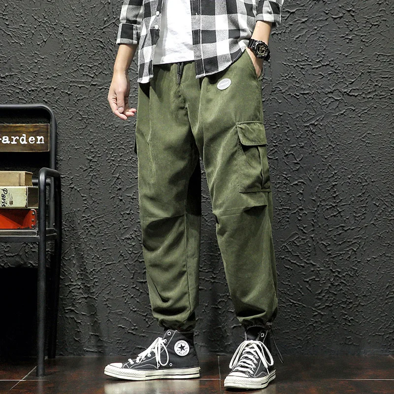 

2020 Spring New Style Japanese-style Black Wall Large Size Workwear Printing Ninth Pants M-5x Hk20068