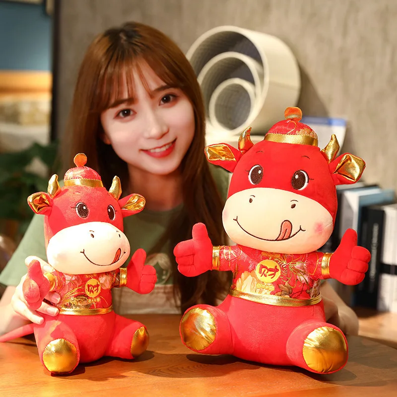 

Cute Cattle Plush Toy Lovely Simulation Zodiac Mascot Cartoon Bull Soft Stuffed Doll Pillow Cushion Birthday Christmas Gifts