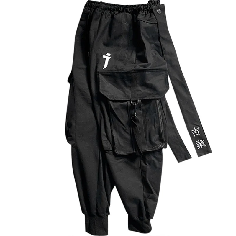 큰 가방 오버올 리본 남성 기능 툴링 여성/남성 의류, 하라주쿠 힙합 카고 바지 조깅 레깅스 오버사이즈