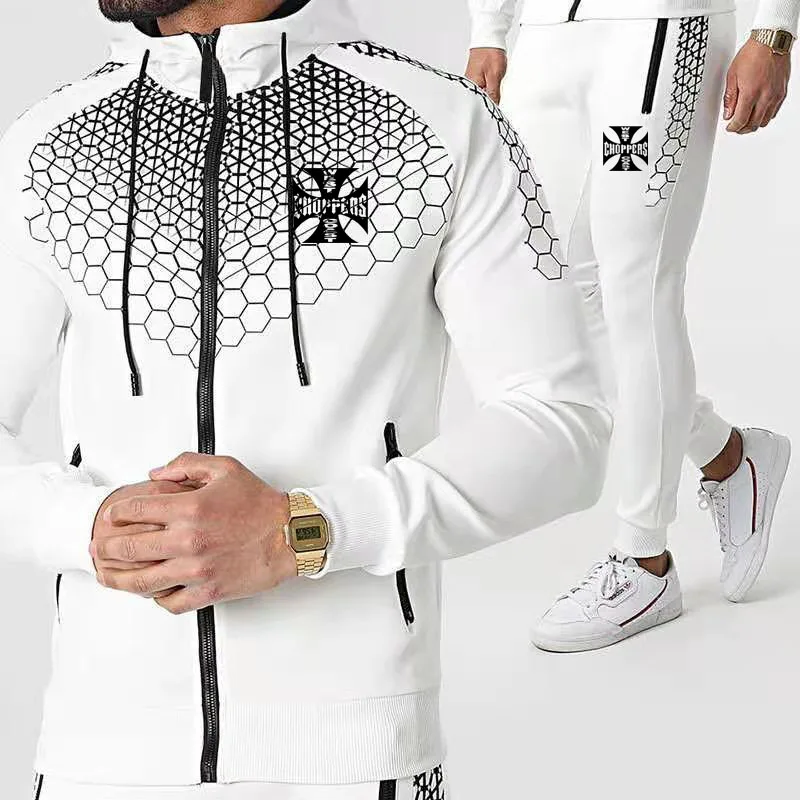 

West coast logo print High-quality trend new sports 2piece sportswear suit men's sweater+pants Autumn fitness jogging jacket set