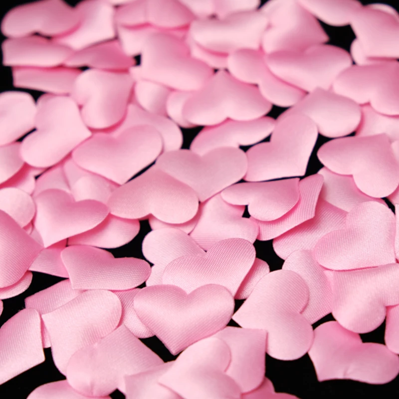 100pcs/lot 8 Colors ( 20mm/35mm )Sponge Satin Fabric Heart Petals Wedding Confetti Table Bed Heart Petals Wedding  Decoration