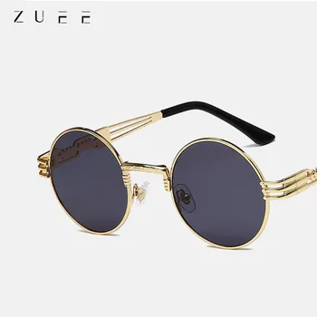 

New Fashion Retro Steampunk Round Metal Sunglasses for Men and Women Double Spring Leg Colorful Rimmed Eyewear UV400