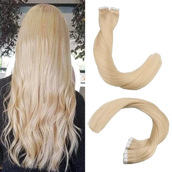 

Toysww Tape in Hair Machine Remy Human Hair Extensions Color 613 50/100 Gram Per Package Glue Tape on Hair Extension