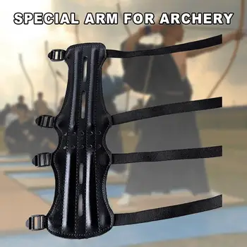 

Portable Bracers Armguard Four Holes Archery Field Hunting Bow Protective Clothing Outdoor Sports Arm Guard Durable Arrow Black
