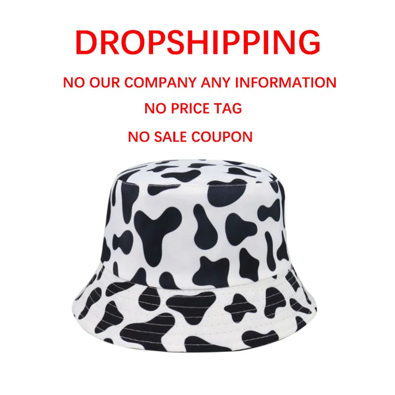 New Fashion Reversible Black White Cow Pattern Bucket Hats Fisherman Caps For Women Gorras Summer