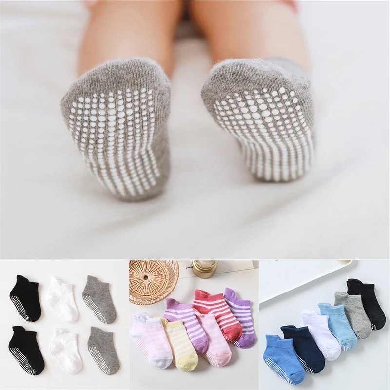Носки хлопковые нескользящие для детей 0-5 лет 6 парт/лот |