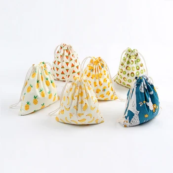 

3PCS S/M/L Women Cotton Drawstring Shopping Bag Reusable Folding Grocery Cloth Underwear Pouch Case Travel Home Storage Bag