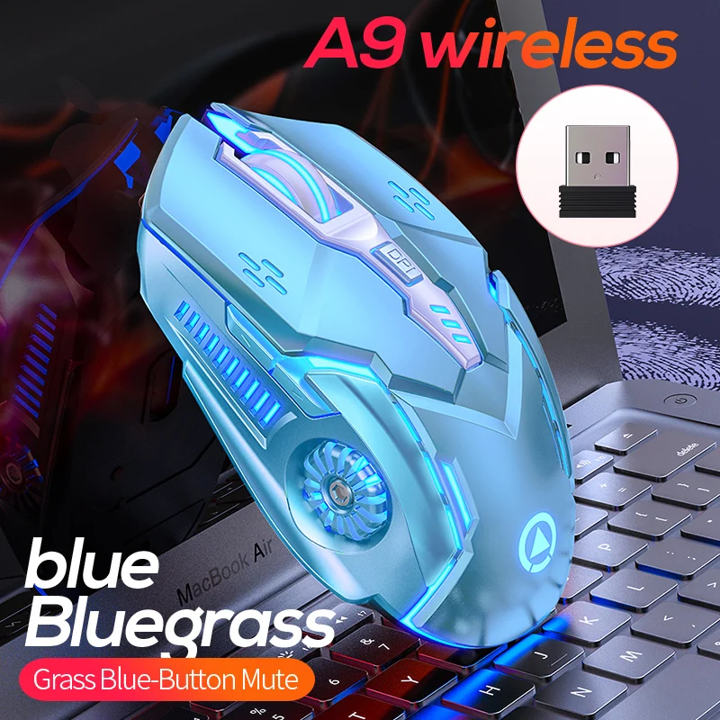 Rechargeable A9 Luminous Silent Gaming Wireless Mouse 2.4G USB Mice for Laptop Desktop Computer Peripheral E-Sports Gamer 