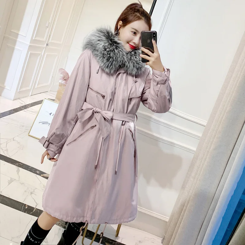 

Down Jacket Cotton-padded Clothes Female Winter 2019 New Style Junior High School Students Korean-style Thickening Large Fur Col