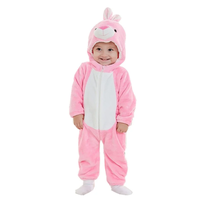 Мягкий фланелевый Детский комбинезон DOUBCHOW в стиле унисекс милый розовый Банни