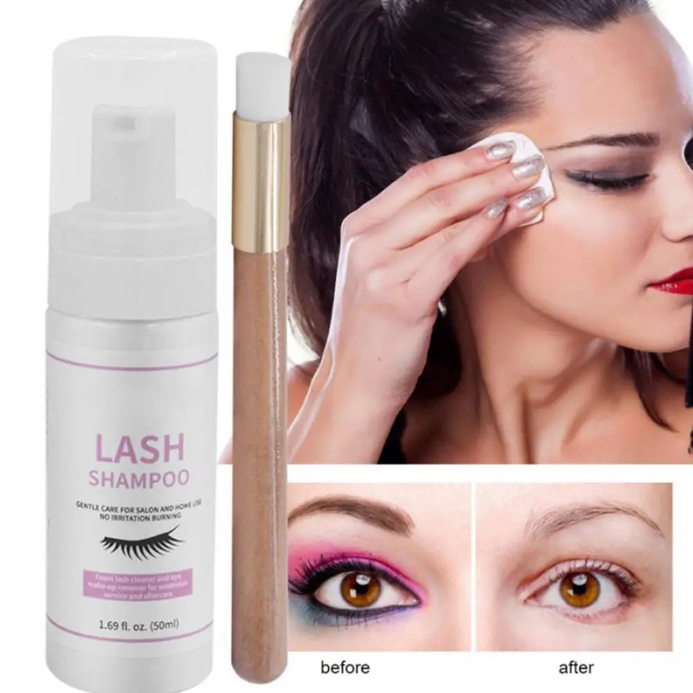 

VIBRANT GLAMOUR 50ml Eyelash Cleanser Foam Shampoo Pump Design Cleaning Eye Lashes Eyelash Extension Eyes Makeup Beauty Set