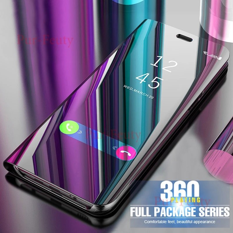 Чехол для Samsung Galaxy S10 прозрачный умный зеркальный откидной Plus S10E A10 A20 A20E A30 A40 S 10