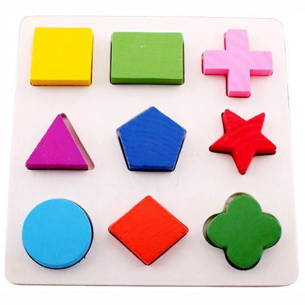 

Baby Toddler Wooden Geometric Shapes Sorting Math Puzzle Board Educational Toys for Children Kids
