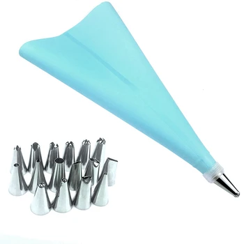

18Pcs/Set Silicone Pastry Bag Nozzles Tips Diy Icing Piping Cream Reusable Pastry Bags +16 Nozzle Set Cake Decorating Tools