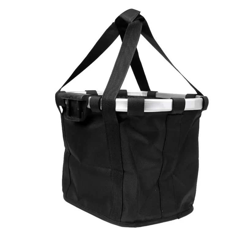 Bicycle Handle Basket Bag Removable Storage Bag Bicycle Waterproof Carrier Storage+ Holder- Black, 36x26x24cm