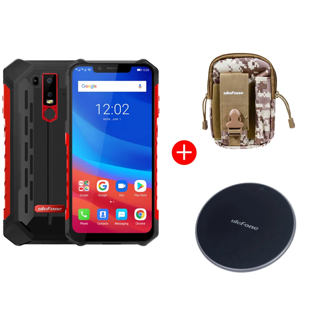 Red Add Bag UF002 Ulefone Armor 6E водонепроницаемый IP68 NFC прочный мобильный телефон Helio P70 Otca-core Android 9,0 4 Гб+ 64 Гб беспроводной зарядки смартфон - Цвет: Red Add Bag UF002