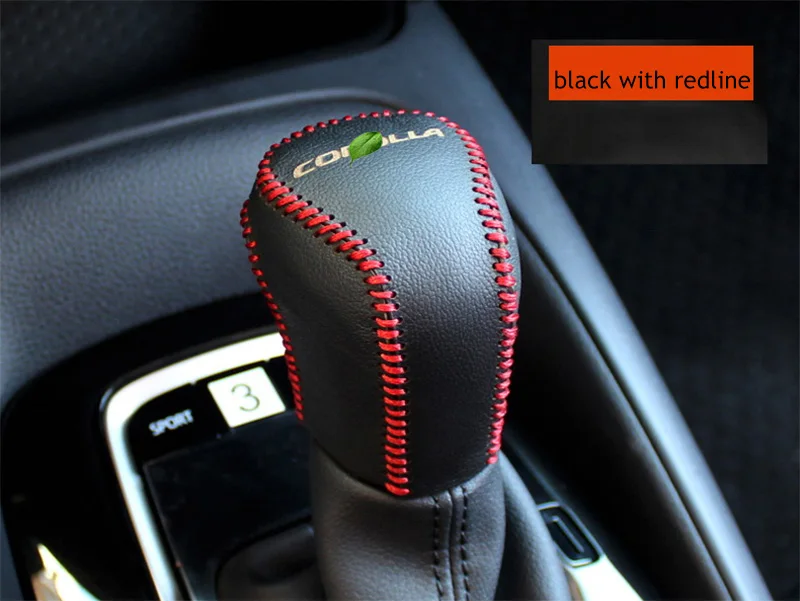 Автомобильный рычаг переключения передач, кожаный чехол для автомобиля, чехол для Toyota Corolla/Lewin 12TH - Название цвета: Black Redline