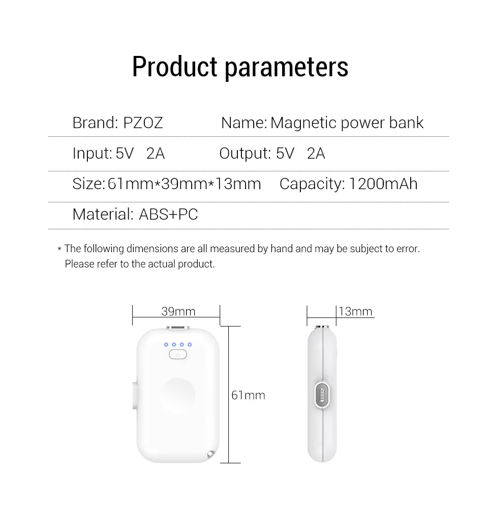 powerbanks PZOZ Power Bank Mini 1200mAh Poverbank External Battery Portable Charger For iphone X 11 Max Samsung S10 xiaomi redmi Powerbank portable cell phone charger