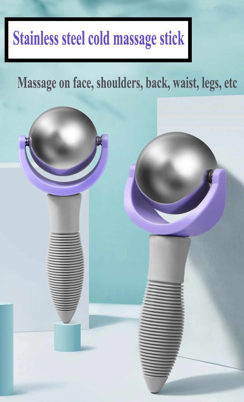 Cold Massage Ball Roller Stainless Steel Facial Ice Globes Physical