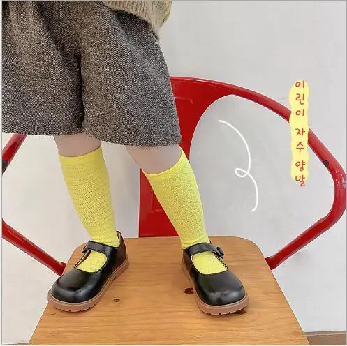 2-8 Year solid color straight kids children boys and girls mesh socks