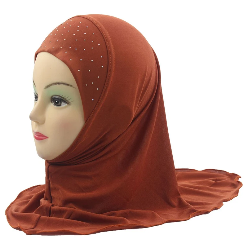Для девочек Исламская мусульмане арабы хиджаб шарф школьные горный хрусталь головные уборы для детей Абаи Nace крышка капота шаль головной платок мода