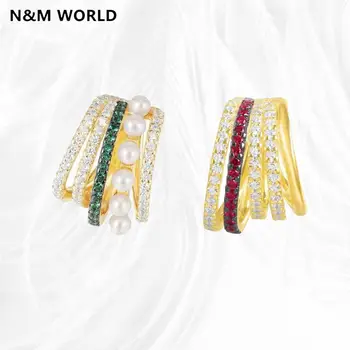 

Fashion Single Green/ Red Ear Clip Jewelry Valentine's Day Gift Fashion Retro Style For Women Punk Style Ear Cuff Clip Earrings