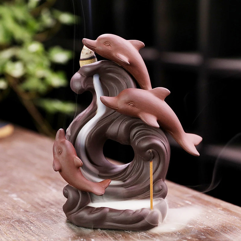 Nordic Dolphin Backflow Incense Burner Gothic Decor for Incense Sticks