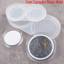 Handmade Coin Capsules Resin Mold with 200 Foam Gasket Coin Storage Box Epoxy Casting Mould Coin Collection Craft Tools