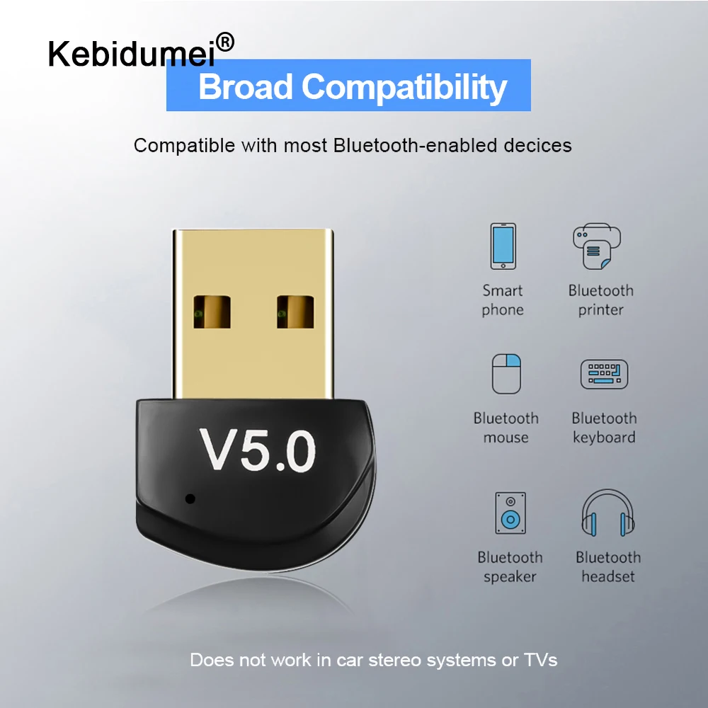Kebidumei USB Bluetooth 5 0 Dongle адаптер музыкальный аудиоприемник передатчик для ПК