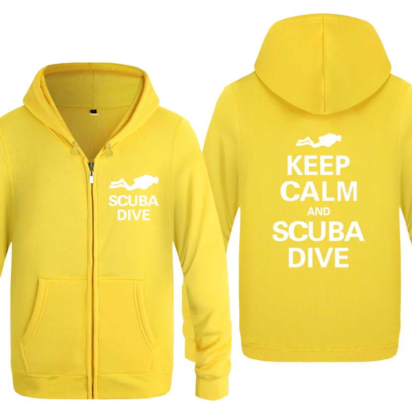 HUAY BAT Keep Calm and Scuba Dive-креативный подарок для дайвинга, мужские свитшоты, мужские флисовые толстовки на молнии с капюшоном, кардиганы - Цвет: HUAY BAT