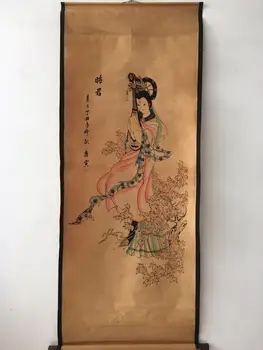 

China old scroll painting Celebrity Figure painting Middle hall hanging painting Wall paintings Wang Zhaojun