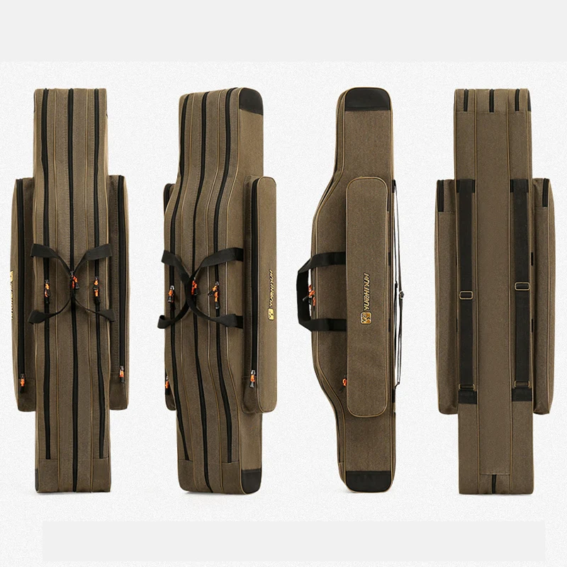 

Canvas Fishing Rod Bag Thick Wear-Resistant Fishing Bag Large Capacity Belly Bag Multi-Function Fishing Tackle Rod Bag X639G