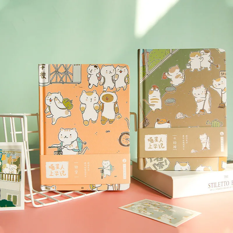 

Lovely Happy Cat Diary Hardcover Notebook 138mm*191mm Lined+Blank+Gird Paper 224P