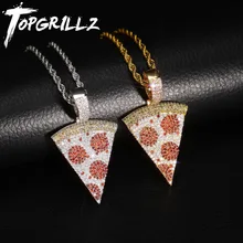 TOPGRILLZ Iced Out пиццы кулон и ожерелье медный Золотой Серебряный цвет микро украшенное кубическими камнями Циркон хип хоп ювелирные изделия подарок для мужчин