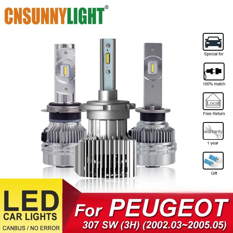 CNSUNNYLIGHT светодиодный фонарь для автомобильных фар для PEUGEOT 307 SW(3 H)(2002,03~ 2005,05) дальнего света ближнего света Противотуманные фары H11 автомобильные лампы