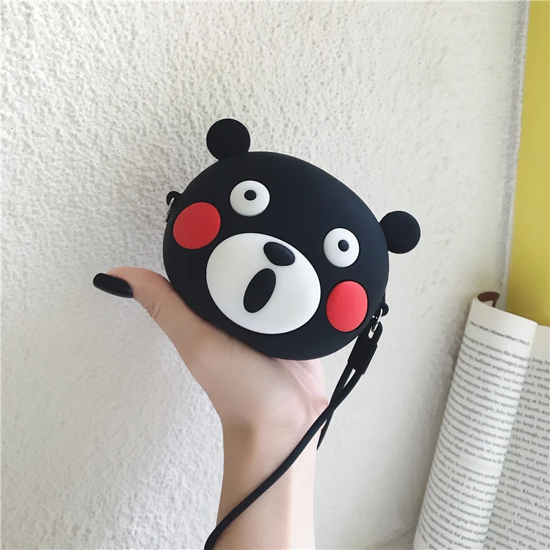 earphone bag Портативный милый чехол для наушников, мультяшный медведь, Мягкий силикон, мини-сумка для хранения гарнитуры, женский маленький кошелек для монет, косметички - Цвет: earphone bag
