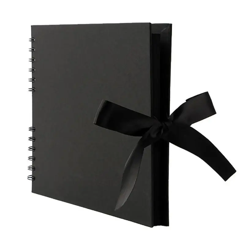 DIY Скрапбукинг Фотоальбом 40 страниц книга памяти из древесной массы черный картон ремесло лук ленты свадебный юбилей подарок