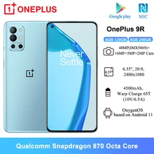 OnePlus 9R 5G Smartphone NFC 8GB RAM Snapdragon 870 6.55" 120Hz Fluid Display 48MP Quad Camera Warp Charge 65T Mobile Phones