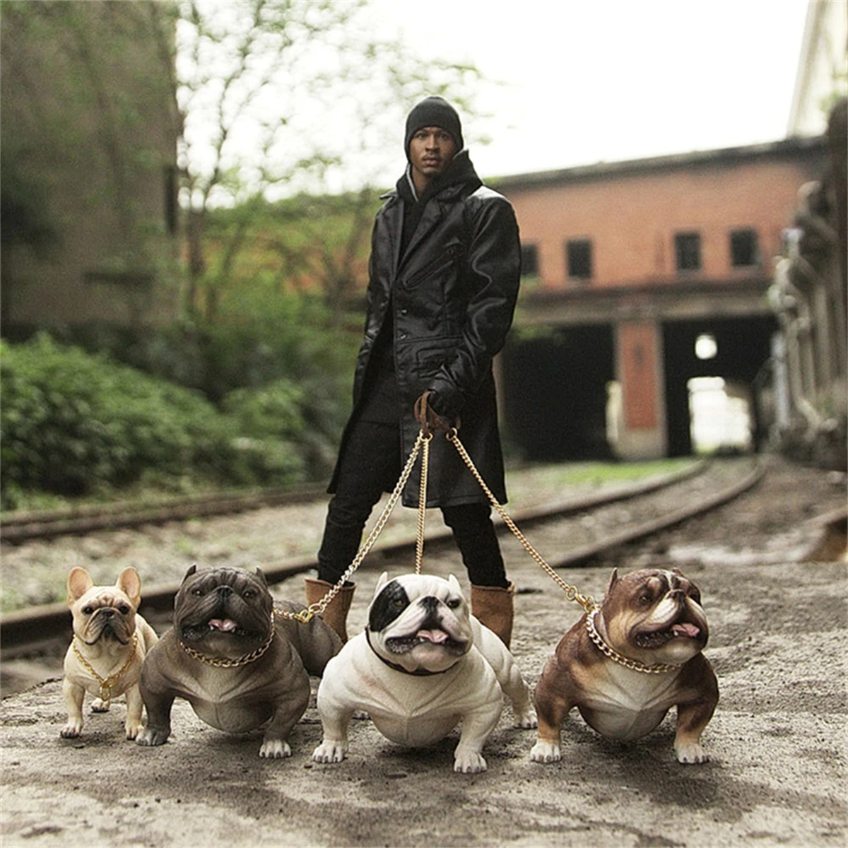 Mr.Z 1/6 American Bully Pitbull Dog Pet Figure Animal Model Decor